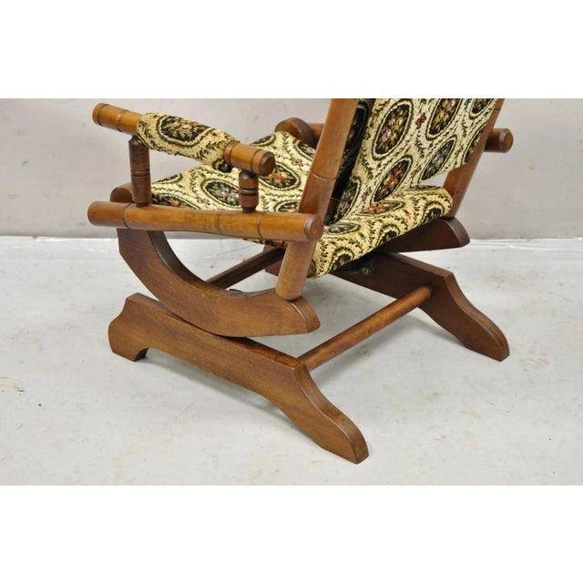 Wood Antique Victorian Small Child's Maple Wood Platform Rocker Rocking Chair For Sale - Image 7 of 9