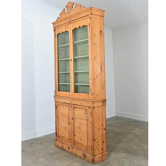 Early 20th Century English Tall Pine Bookcase with Painted Interior For Sale - Image 12 of 12