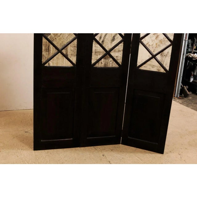 Mid 20th Century Wood & Mirrored Folding Screen For Sale - Image 10 of 13