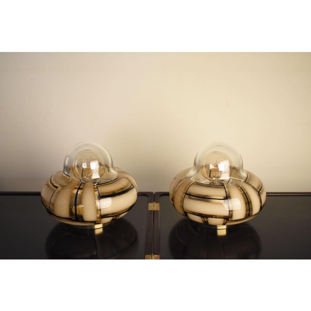 Tessere Ambra Murano Glass Table Lamps by Barovier & Toso, 1950s, Set of 2 For Sale - Image 9 of 9