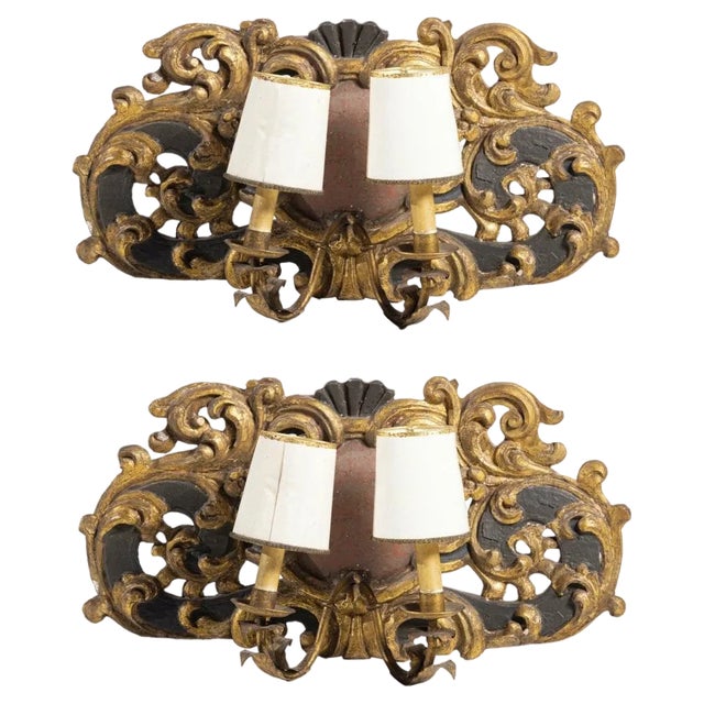 Portuguese Two-Light Sconces, 1700s, Set of 2 For Sale