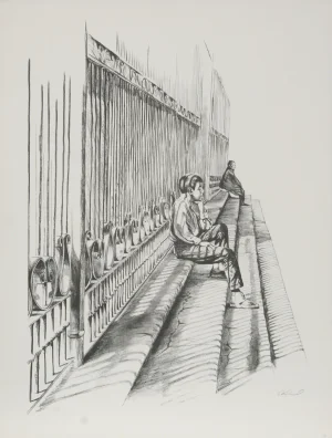 Harry McCormick "On the Steps" Lithograph