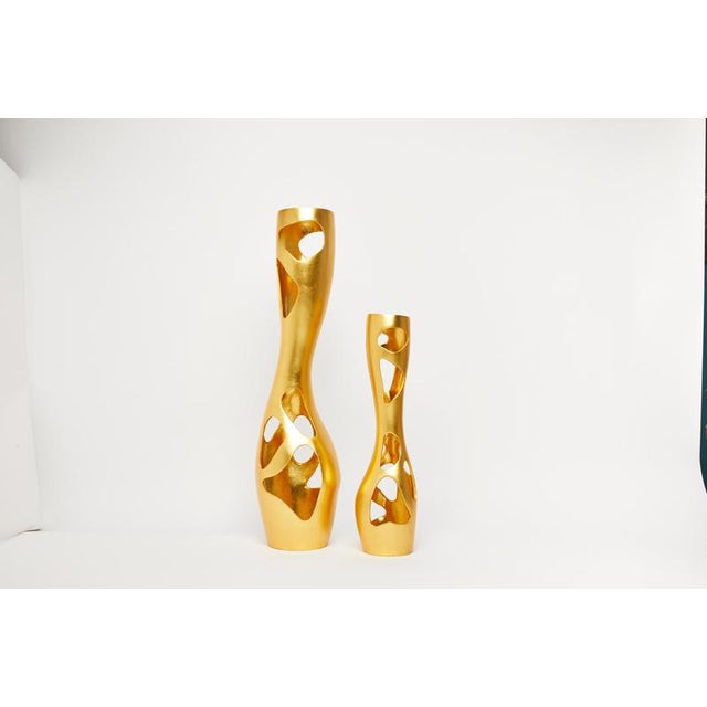 Tall Bronze Gold Leaf Vase by Reda Amalou Design For Sale - Image 4 of 15