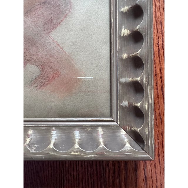 Mid-Century Modern Vintage Pastel Nude Portrait Framed Art For Sale - Image 3 of 8