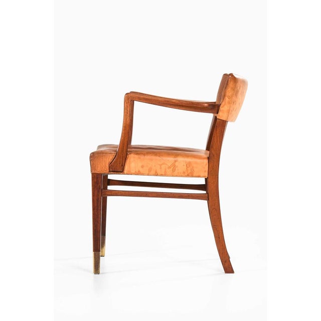 Teak, Leather and Brass Armchair attributed to Ernst Kühn, 1940s For Sale - Image 3 of 12