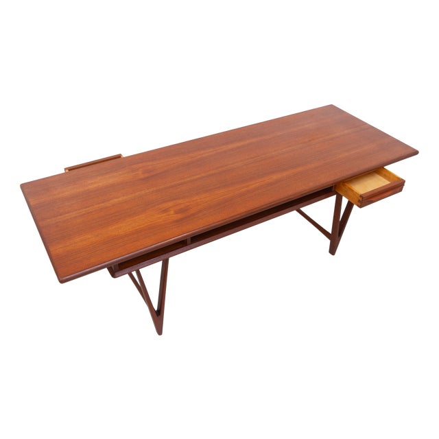 Danish Modern Teak Coffee Table with Drawers and V-Legs by E. W. Bach, 1960s For Sale