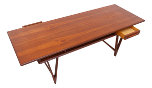 Danish Modern Teak Coffee Table with Drawers and V-Legs by E. W. Bach, 1960s