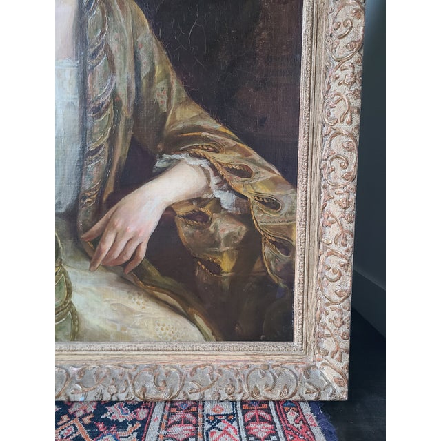 Carol Aus Antique 1910s Oil Painting Portrait of a Lady For Sale - Image 13 of 18