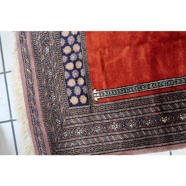 Red 1970s, Handmade Vintage Pakistani Lahore Prayer Rug 2.7' X 3.8' For Sale - Image 8 of 13