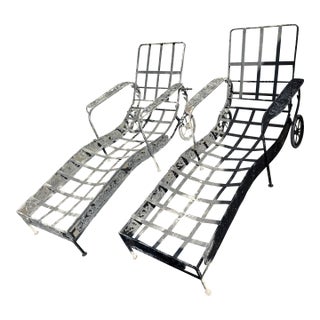 Pair of Vintage Molla Cast Aluminum Chaise Lounges For Sale
