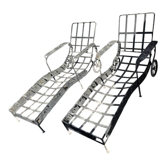 Pair of Vintage Molla Cast Aluminum Chaise Lounges For Sale