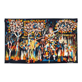 Vintage Jean Claude Bissery Signed Pictorial Tapestry “Bûcheron”- Rug & Kilim For Sale