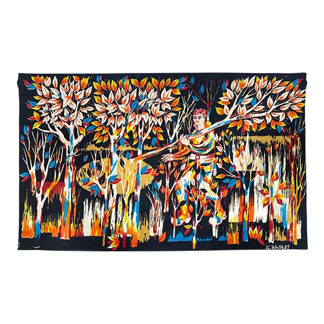 Vintage Jean Claude Bissery Signed Pictorial Tapestry “Bûcheron”- Rug & Kilim For Sale