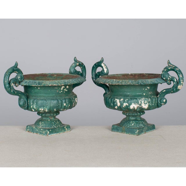 Pair of 19th Century French Small Cast Iron Urns For Sale In Orlando - Image 6 of 8