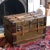 Early 20th Century Large Antique Wood Travel Trunk For Sale - Image 5 of 12