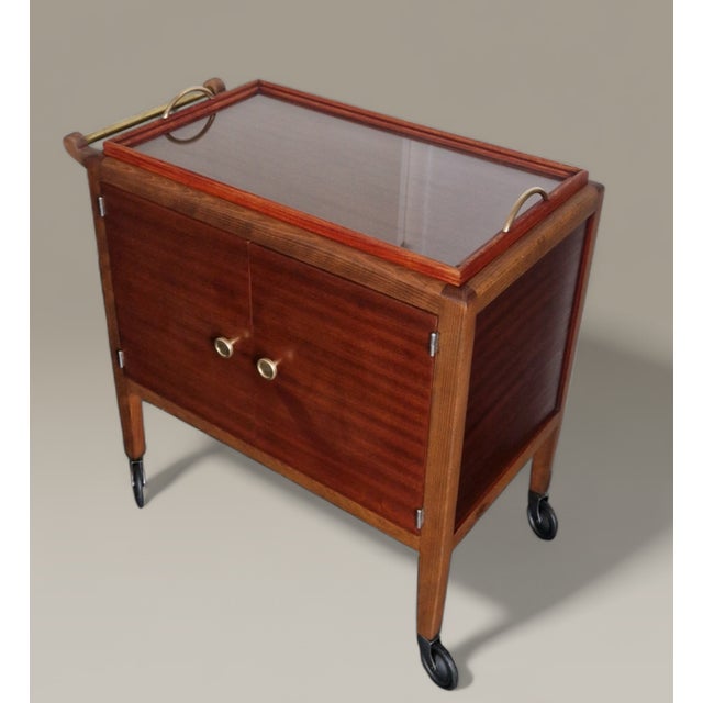 Art Deco Rolling Serving Cart with Removable Tray, 1930 For Sale - Image 4 of 18