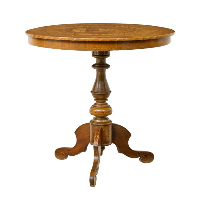 Wood Antique Inlaid Walnut Sorrento Table, 1890s For Sale - Image 7 of 7