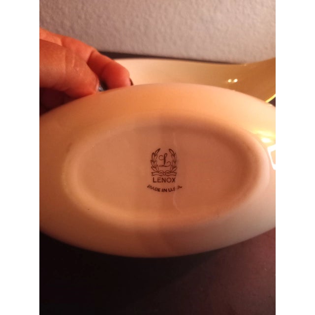 1980s 1980s Lenox Beige Gilded Porcelain Boat Shape Dishes- Set of 2 For Sale - Image 5 of 8