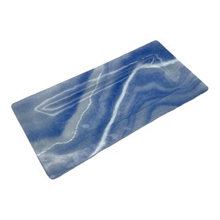 Circa 1980s Light Blue Art Glass Tray For Sale