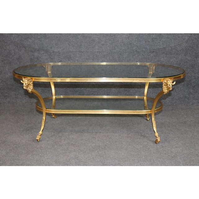 1960's Bronze Ramshead Maison Jansen Style Two Tier Coffee Table For Sale In Philadelphia - Image 6 of 9