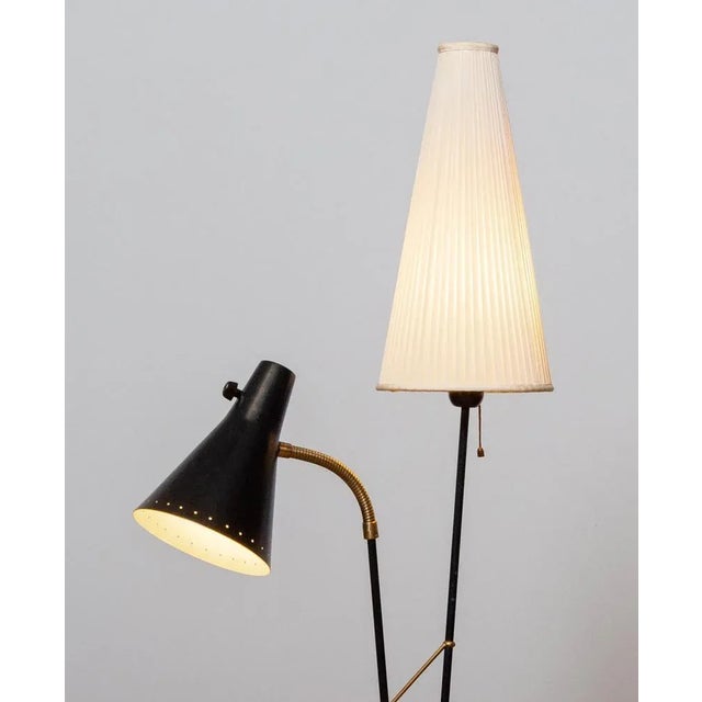 1950s Black and Brass Floor Reading Lamp attributed to Hans Bergström for Attaljé Lyktan, 1950s For Sale - Image 5 of 10