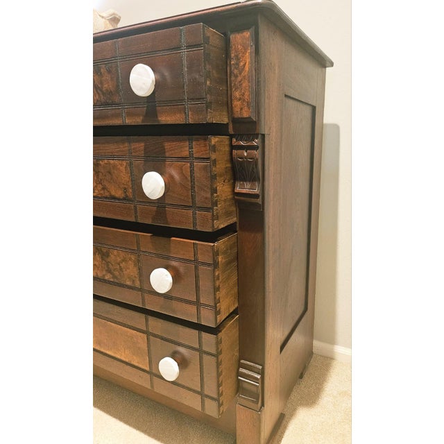 Late 19th Century Late Victorian Eastlake Walnut Dresser/Chest of Drawers/Hutch (C1880–1890) For Sale - Image 5 of 16