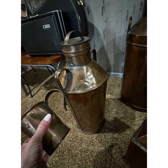Vintage Copper Dairy Vessel Collection, 5-Piece Decorative Farmhouse Set For Sale - Image 12 of 12