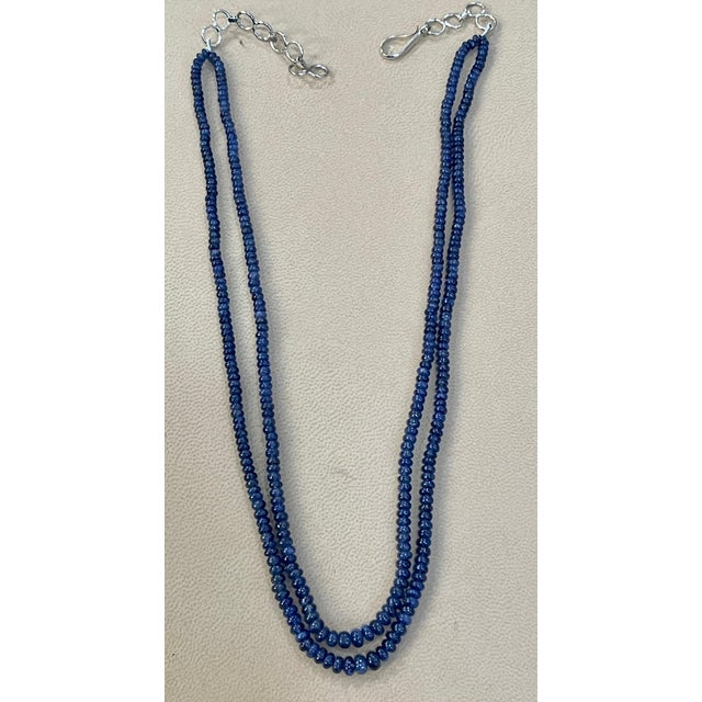 Metal 105 Carat Natural Sapphire Bead Two-Strand Necklace Sterling Silver Clasp For Sale - Image 7 of 18