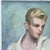 Mid century oil on canvas of young man, sign on back by "The Right Rev" Malcom L Peat. Painting has some discolorations.