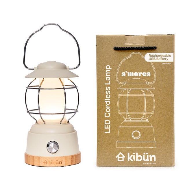 Wood Bulbrite S'mores Cordless LED Outdoor Table Lamp, Tan For Sale - Image 7 of 7