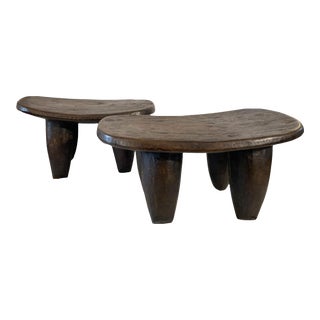 Set of Two African Senufo Wood Milk Stools I . Coast For Sale