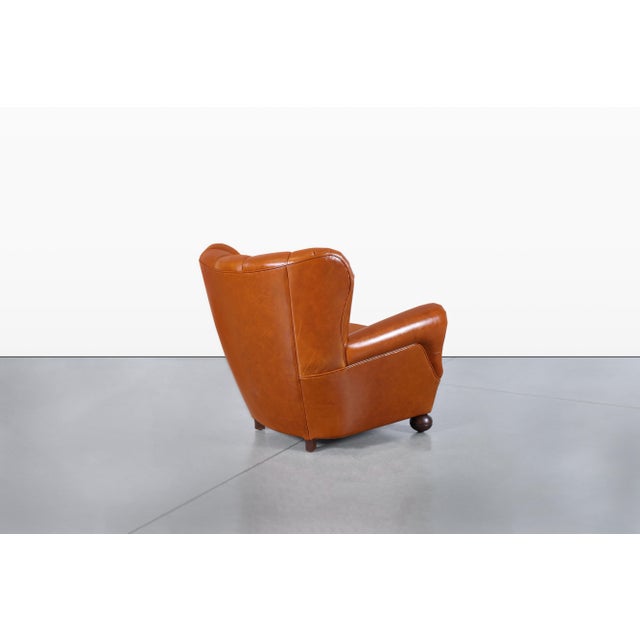 Scandinavian Art Deco Club Lounge Chairs in Cognac Leather, 1940s For Sale - Image 13 of 14