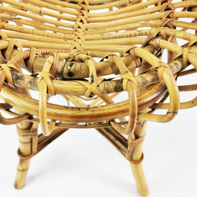 1960s Rattan and Bamboo Stool by Franco Albini, Italy, 1960s For Sale - Image 5 of 12