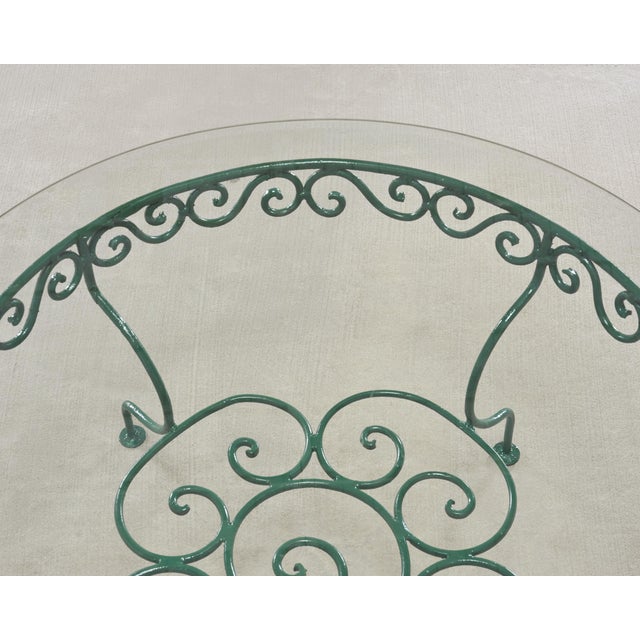 o.w. Lee American Regency Style Wrought Iron and Glass Scrolled Garden Table For Sale - Image 17 of 18