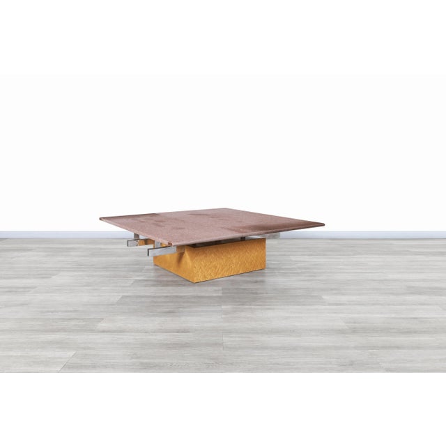 Mid-Century Modern Vintage Italian Adjustable Maple and Granite Coffee Table by Giovanni Offredi for Saporiti For Sale - Image 3 of 13