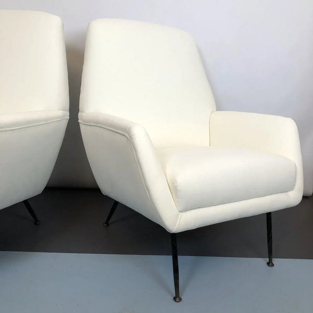 1950s Set of Italian White Velvet Armchairs, 1950s For Sale - Image 5 of 18