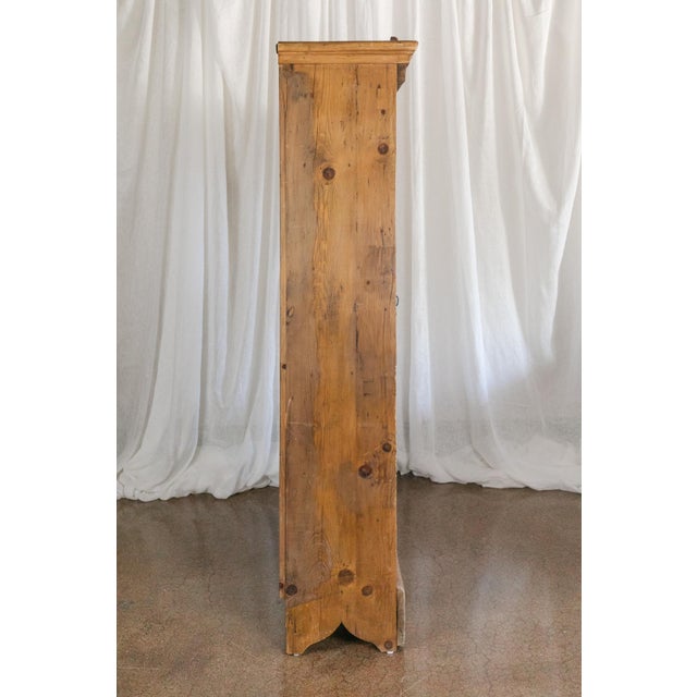 Antique European Pine Cabinet With Drawers and Carved Crest For Sale - Image 4 of 9