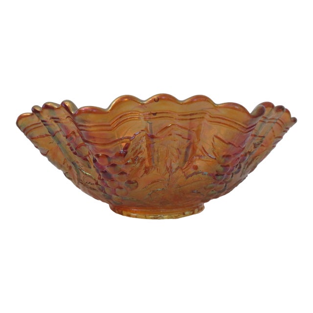 Mid 20th Century Imperial Glass Iridescent Marigold Grape Carnival Glass Bowl For Sale
