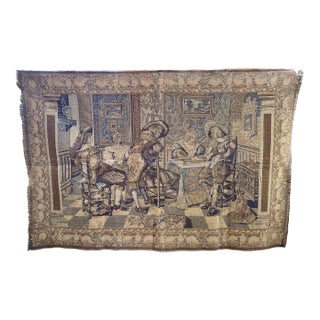 Early 20th Century Authentic French Tapestry of Music Parlour Scene For Sale