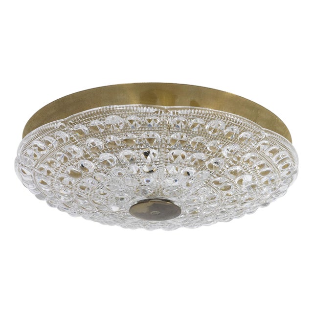 Molded glass flush mount ceiling fixture by Carl Fagerlund For Sale