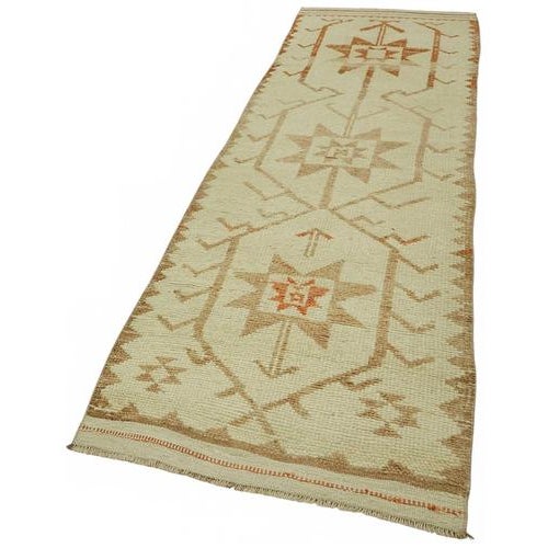 Boho Chic Beige Bohemian Runner Rug For Sale - Image 3 of 7