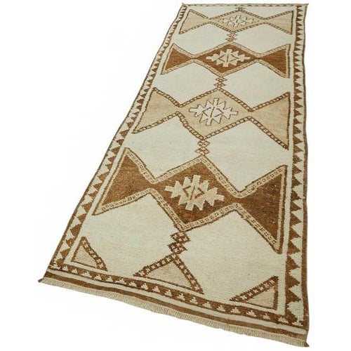 Boho Chic Beige Bohemian Runner Rug For Sale - Image 3 of 7