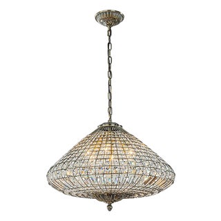 Aloadecor 24'' Wide 6-Light Retro French Handcrafted Bird Cage Crystal Chandelier in Antique Bronze With Vintage Patina Dimmable For Sale