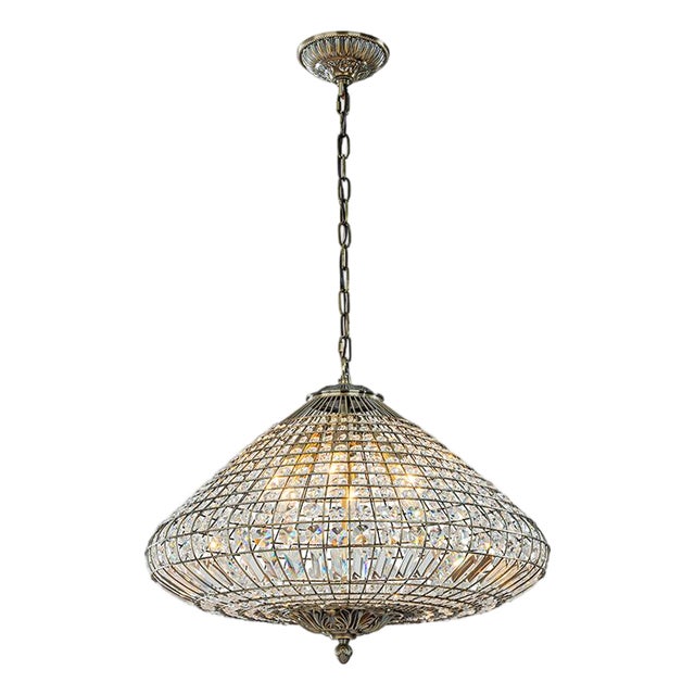 Aloadecor 24'' Wide 6-Light Retro French Handcrafted Bird Cage Crystal Chandelier in Antique Bronze With Vintage Patina Dimmable For Sale