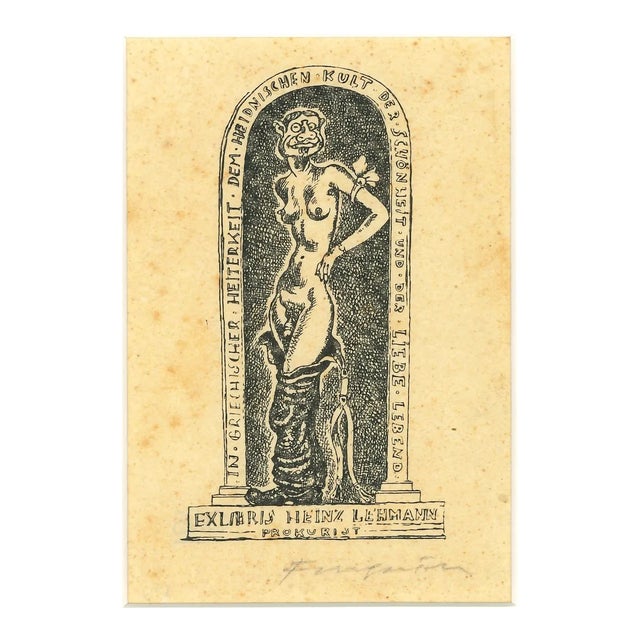 Ex Libris Heinz Lehmann - Original Woodcut by M. Fingesten - Early 1900 Early 1900 For Sale