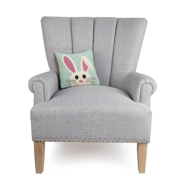 Modern Hello Easter Bunny Hook Pillow, 10" x 10" For Sale - Image 3 of 3