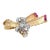 Retro 14k Yellow Gold & Platinum Diamond Ruby Floral Ribbon Bow Brooch For Sale