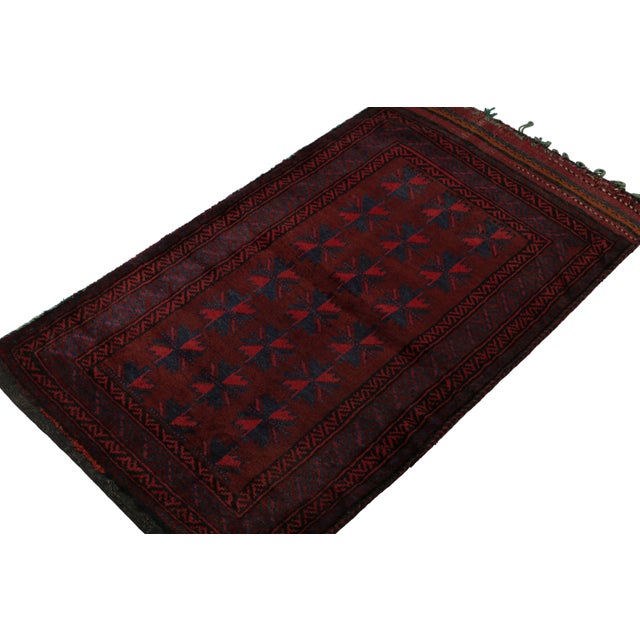 Rug & Kilim Rug & Kilim’s Baluch Tribal Rug With Burgundy and Navy Blue Geometric Patterns For Sale - Image 4 of 7