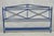 Vintage Italian Neoclassical Style Wrought Iron & Brass X-Frame Blue Painted King Size Bed Headboard. Circa Mid 20th...