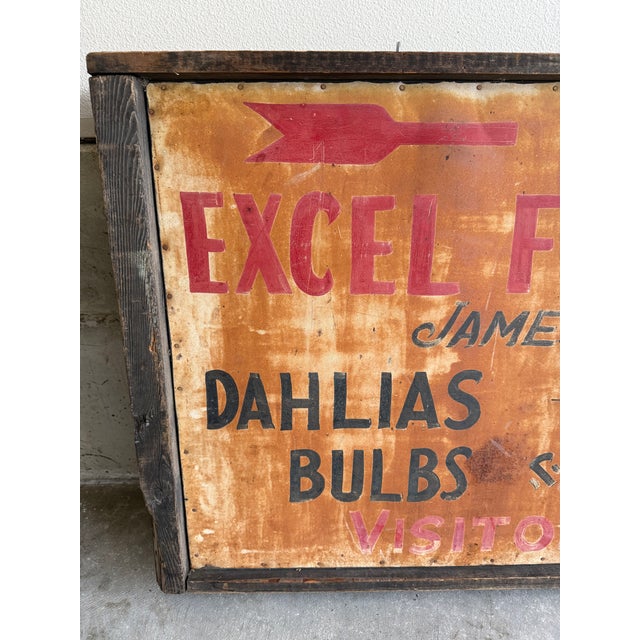 Rustic Vintage Double-Sided Hand-Painted Flower Garden Sign, 54" For Sale - Image 3 of 4